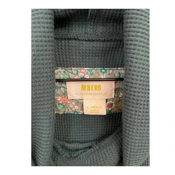 Anthropologie Maeve Waffle Knit Turtleneck Top Green Size XS - Picture 3 of 4